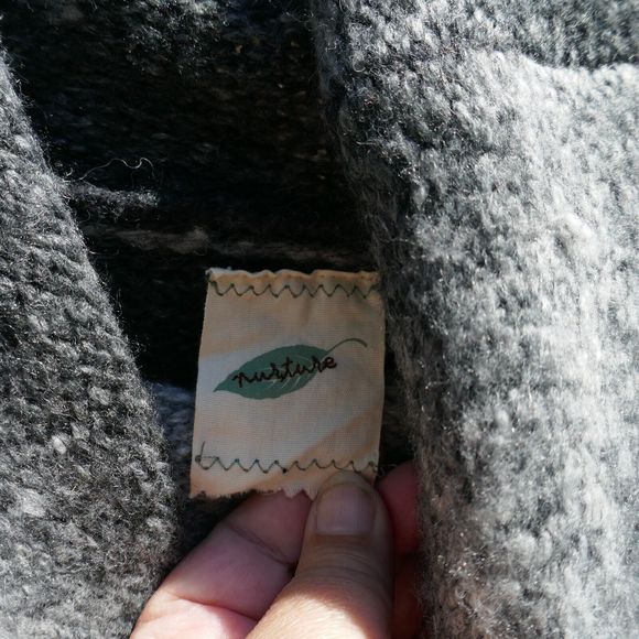 Nurture Sweater Poncho Cowl Neck Wool Blend Gray Striped Knit XL - Picture 4 of 8